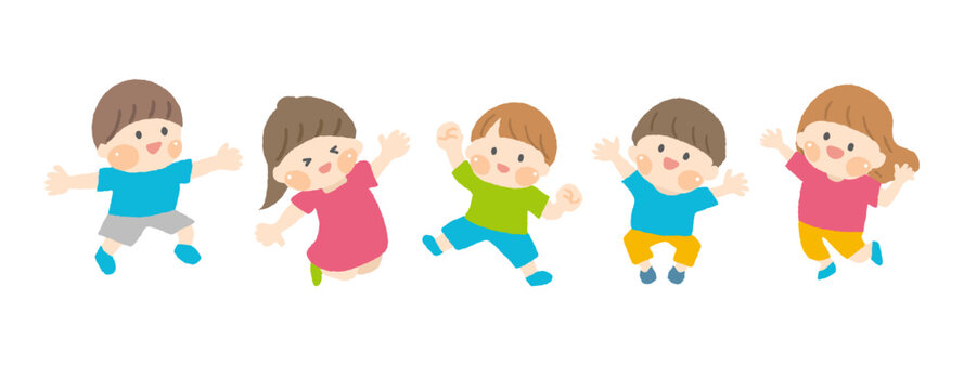 元気にジャンプする子供たち