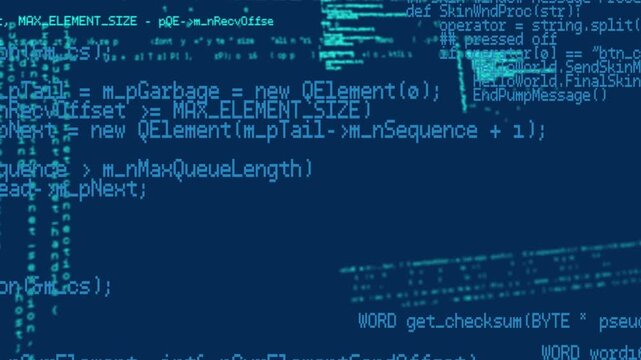 Animation of data processing on navy background