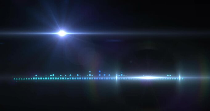 Animation of lens flares and waveform moving against black background
