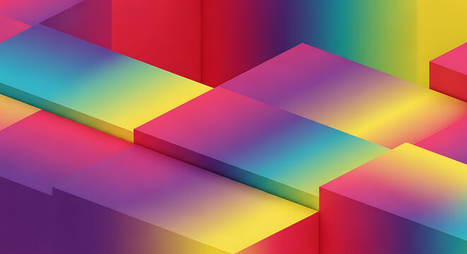 A vibrant display of colorful rectangular prisms arranged in an isometric perspective view style ai generated