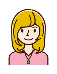 Obraz premium ベクターイラスト素材：笑顔の若い女性アイコン