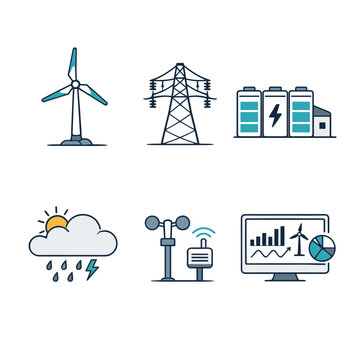Renewable energy icons collection for environmental themes