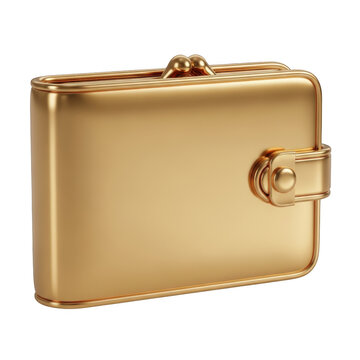 A gold metal cigarette case isolated on transparent background