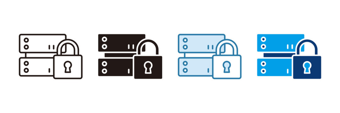 Secure Server Icon Set Multiple Style Collection