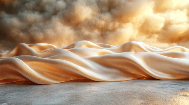 The ground beneath the golden, satin-like clouds