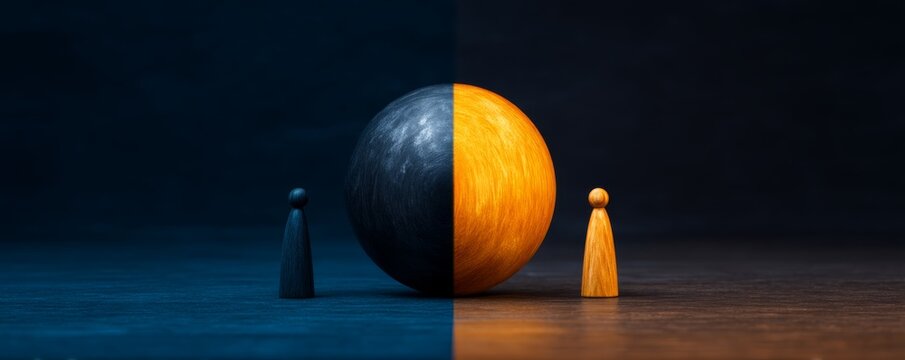 Wealth and Poverty Mindset. Bridge of Prosperity: Wooden Figurine Symbolizing Wealth vs Poverty Mindset Cinematic Ultra Wide Banner