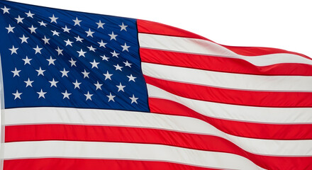 Fototapeta premium Close- up american flag stripes and stars red white blue stripes fifty stars pattern close-up flag symbol