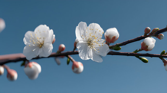 Commercial photos of flowers and plants with a blue sky background taken in real life
