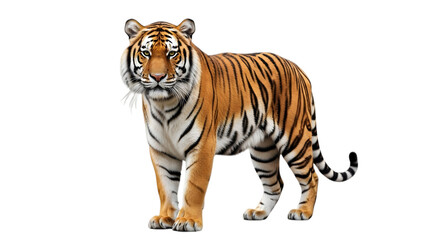 Obraz premium A majestic tiger standing against a black background