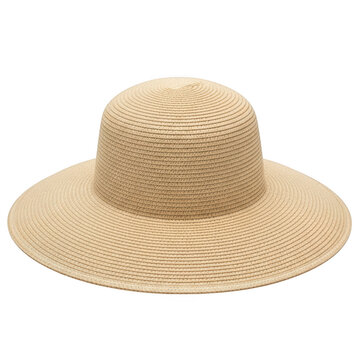 A straw boonie hat with a wide brim isolated on transparent background