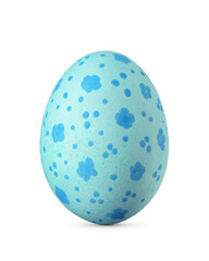 Blue Easter egg with small flowers and dots isolated. Transparent PNG image.