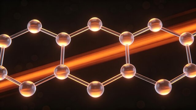 Molecular structure with glowing atoms