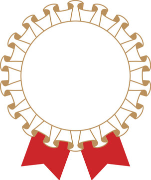  Medal and ribbon rank icons, a Rosetta corsage and decorative monochrome elements in red and gold.