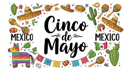 Fototapeta premium Vibrant cinco de mayo celebration with traditional mexican food and symbols