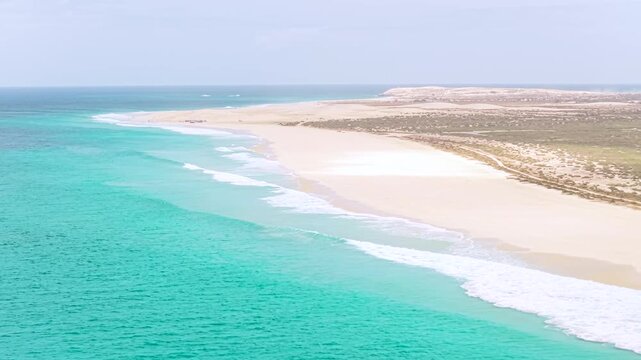 Drone view of Santa Monica Beach in Boa Vista Cape Verde - Cabo Verde