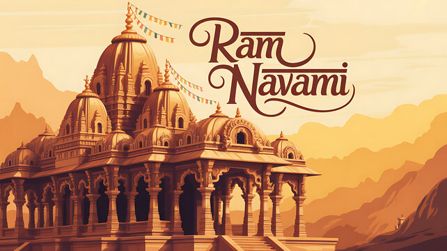 Beautiful temple architecture background for ram navami festival and spiritual rama puja ceremonies to honor the birth of lord rama during the holy dussehra season