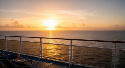 Obraz premium A breathtaking view of the sunset over the ocean, with the sun setting behind the horizon and casting a warm glow over the water.