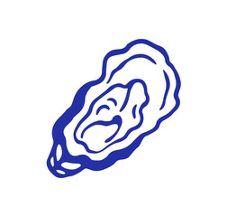 Oyster, doodle style, sketch scribble ink drawing. Dolce vita sea food. Outline contour handdrawn seafood, bivalve mollusk. Hand-drawn flat vector illustration isolated on white background © Good Studio