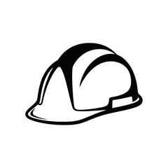 Fototapeta premium A sturdy construction hard hat icon, symbolizing safety and labor, presented as a bold black outline drawing on a white surface.
