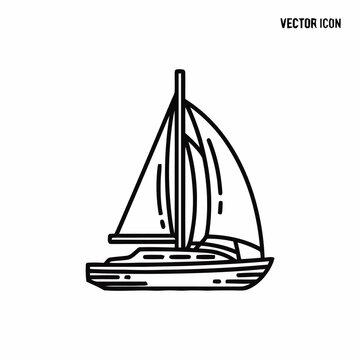 A simple line art icon depicts a sailboat with full sails on the water, representing nautical activities and recreational boating.