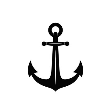 Nautical anchor silhouette is presented in solid black form, symbolizing stability, security, and maritime themes.