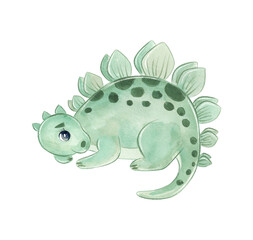 Watercolor Cute triceratops sleeping in pastel watercolor setting © NATALIA