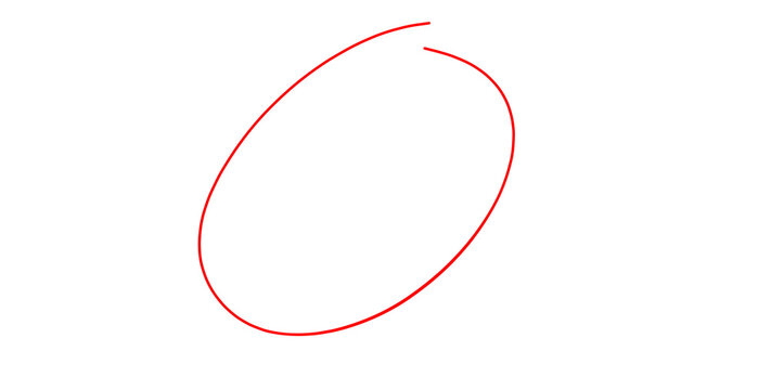 red hand drawn circle outline marker oval highlight simple doodle element