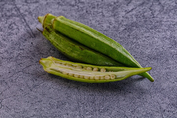 Fresh green bamia - okra vegetable