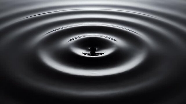 Ripples on a dark, reflective surface create a mesmerizing, abstract pattern