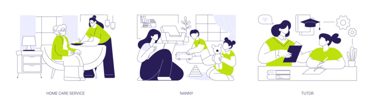 Caregiver services isolated cartoon vector illustrations se