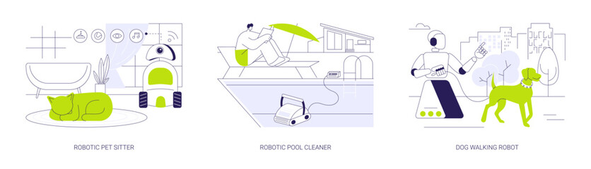 Household robots isolated cartoon vector illustrations se