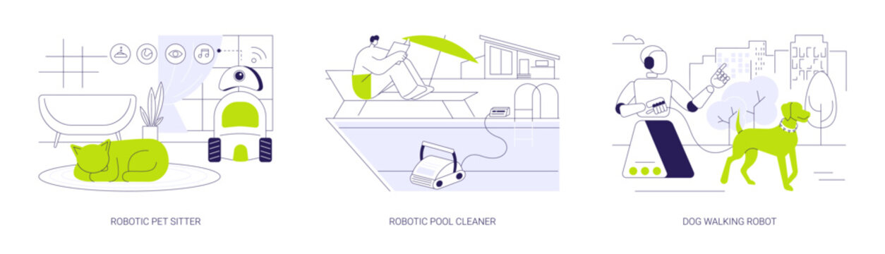Household robots isolated cartoon vector illustrations se