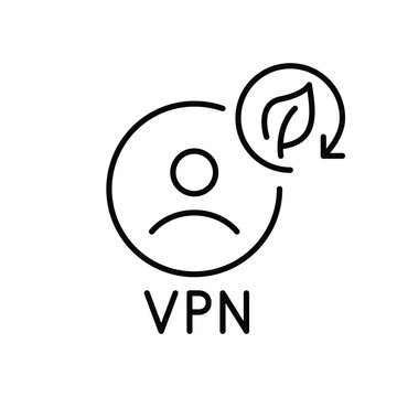VPN user, leaf and renew arrow. Secure profile refresh, private account renewal. Pixel perfect, editable stroke vector icon