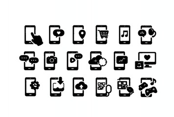 使いやすいスマホアプリアイコンセット シンプルシルエット20種 © そん まる