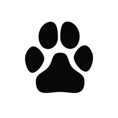 Black silhouette of animal paw print icon. Dog footprint. Paw icon © viktorijareut