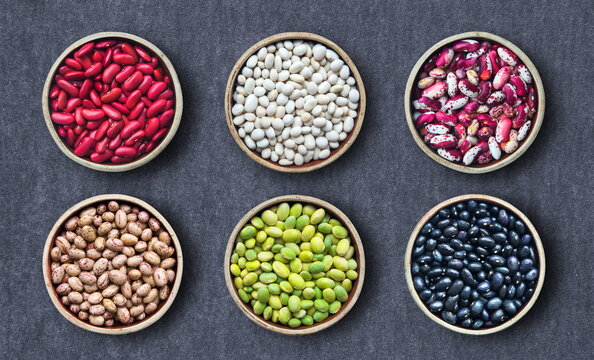 set of different beans in plates