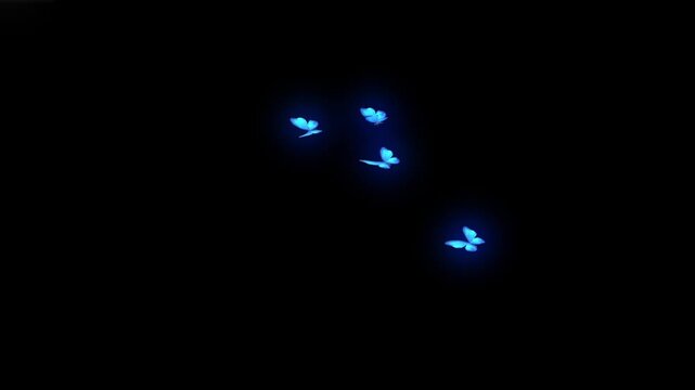 night glowing butterfly flying on sky Housefly Mosquitoes Swarm of flies bee flying 3d animation Green Screen Chroma Key Alpha Channel. 4k Video