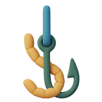 3d fishing hook with worm bait for traditional angling equipment catching river fish nature survival
