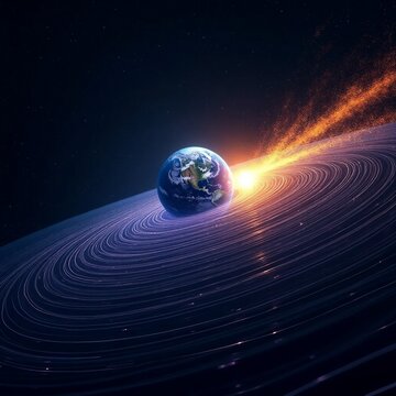 Celestial Symphony: Earth, Moon, and Orbital Echoes