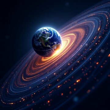 Celestial Symphony: Earth, Moon, and Orbital Echoes
