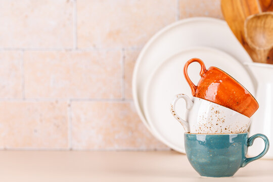 Coffee cups on table