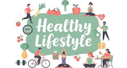 Fototapeta premium Healthy Lifestyle Concept Flat Vector Illustration