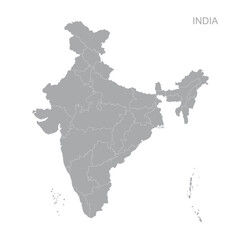 Minimalist Map of India with State and Union Territory Borders