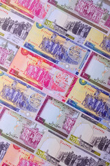 Naklejka premium Iranian money, lira currency, banknotes of various denominations, financial transactions. Iran money
