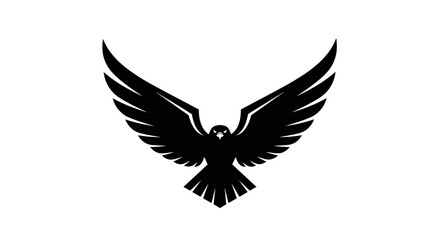 Obraz premium Black silhouette of a bird in flight against a white background