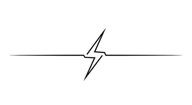 Minimalist lightning bolt line art symbol for energy power and flash concept