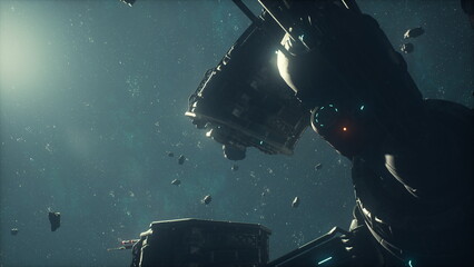 The alien ship navigates the boundless void of outer space © icetray