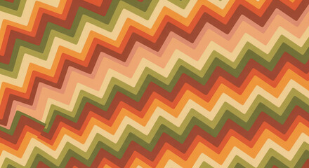 Fototapeta premium Vibrant zigzag pattern in shades of orange, green, and brown on a white background