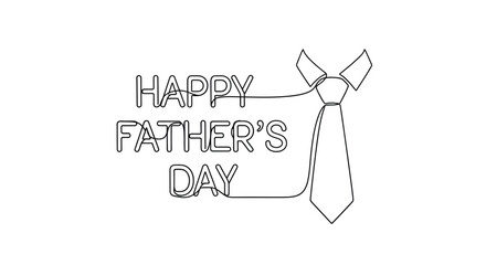 Happy Father's Day greeting with necktie in continuous line art © Line Home