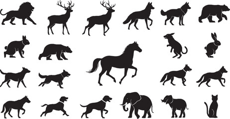 Obraz premium Wild animals silhouettes vector collection set